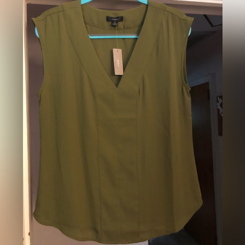 NWT J. Crew Sleeveless Blouse - Olive - Picture 3 of 7